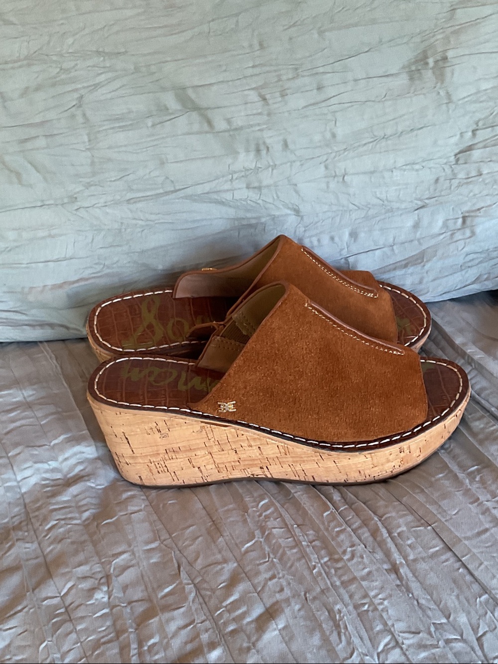 Sam Edelman Chestnut Ranger Suede Platform Sandals - Picture 4 of 8